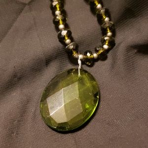 Olivine faceted large Chunky Drop Necklace